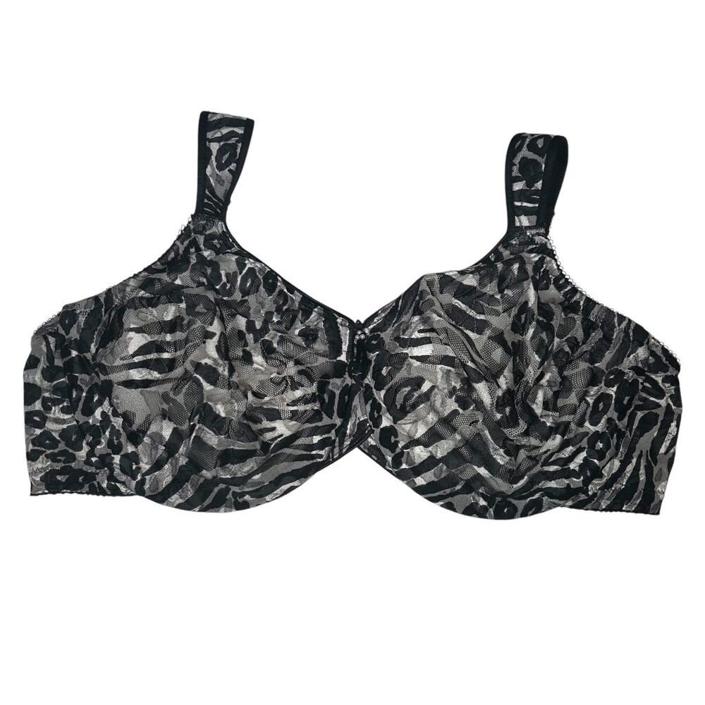 Wacoal Black white leopard animal print unlined bra 38DD full coverage